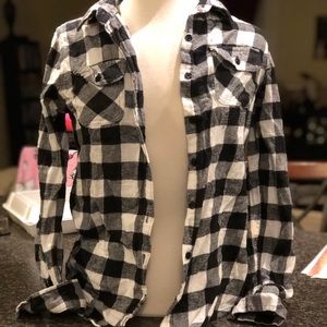 Black and white flannel shirt